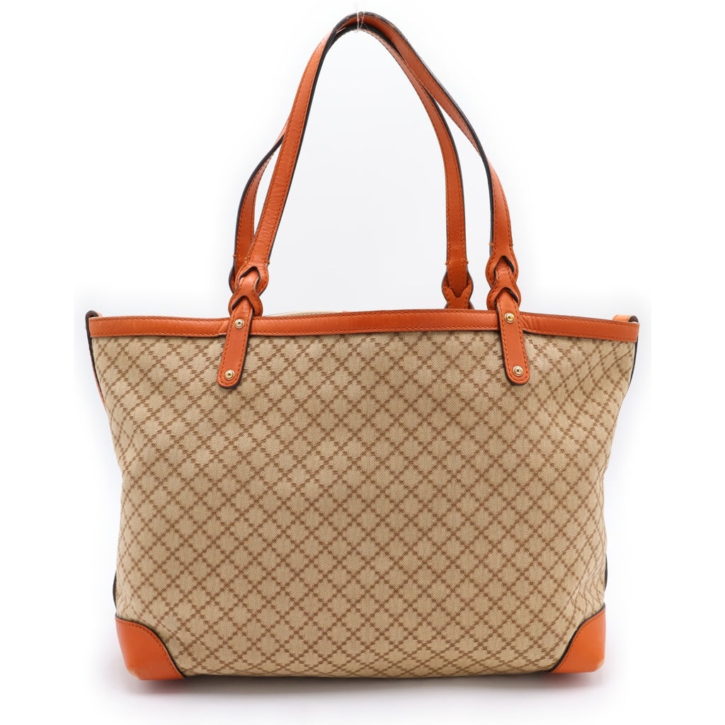 GUCCI(グッチ) ディアマンテ レザーハンドル キャンバストートバッグ ベージュ 269878 レディース