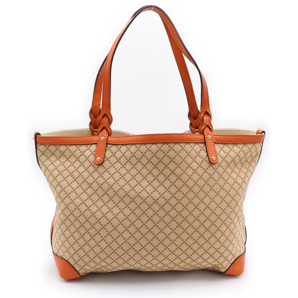 GUCCI(グッチ) ディアマンテ レザーハンドル キャンバストートバッグ ベージュ 269878 レディース
