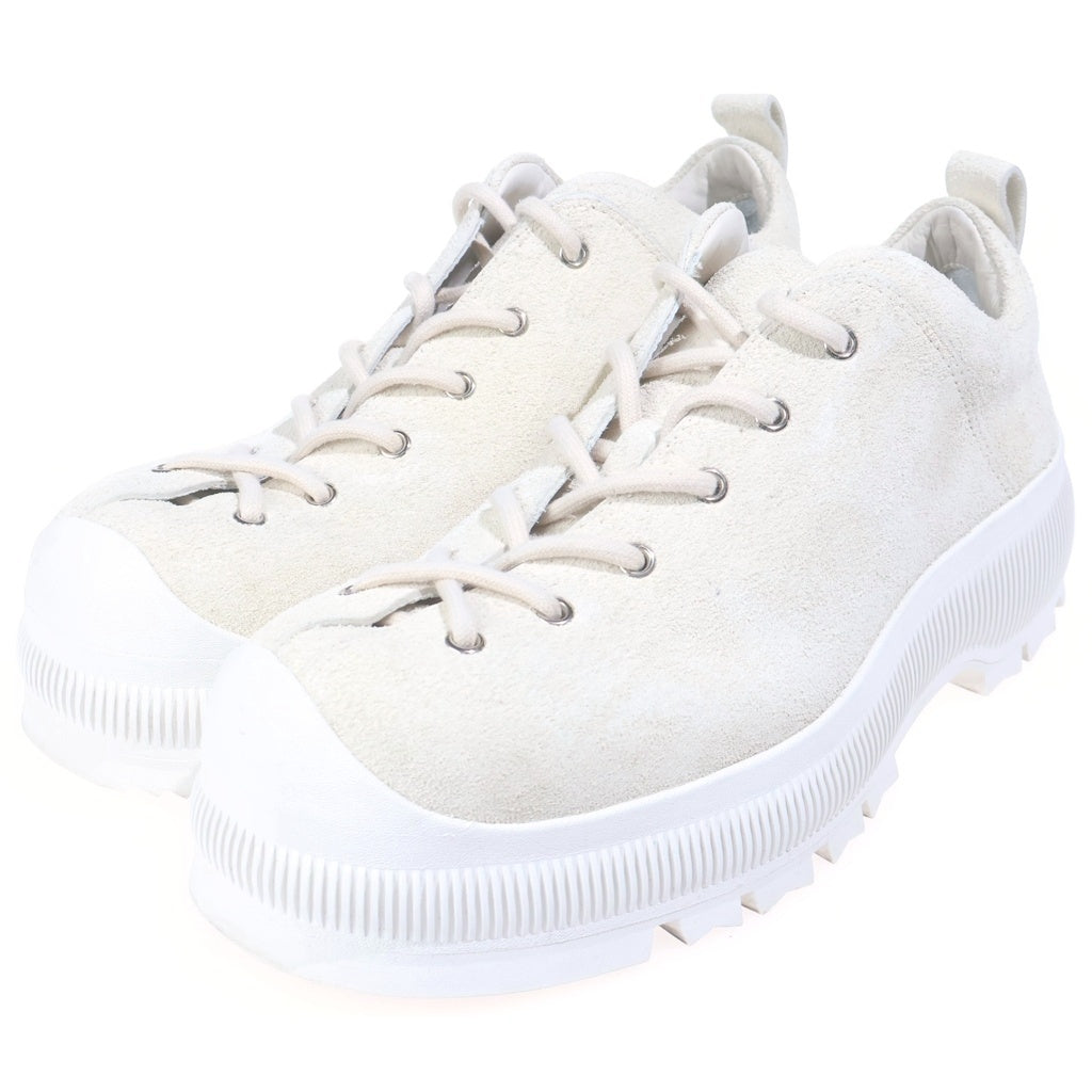 JIL SANDER +(ジルサンダープラス) レースアップカーフスエードスニーカー 厚底シューズ ホワイト J50WS0015