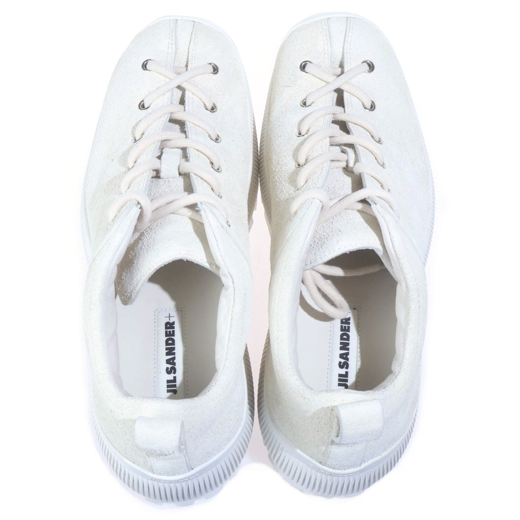 JIL SANDER +(ジルサンダープラス) レースアップカーフスエードスニーカー 厚底シューズ ホワイト J50WS0015