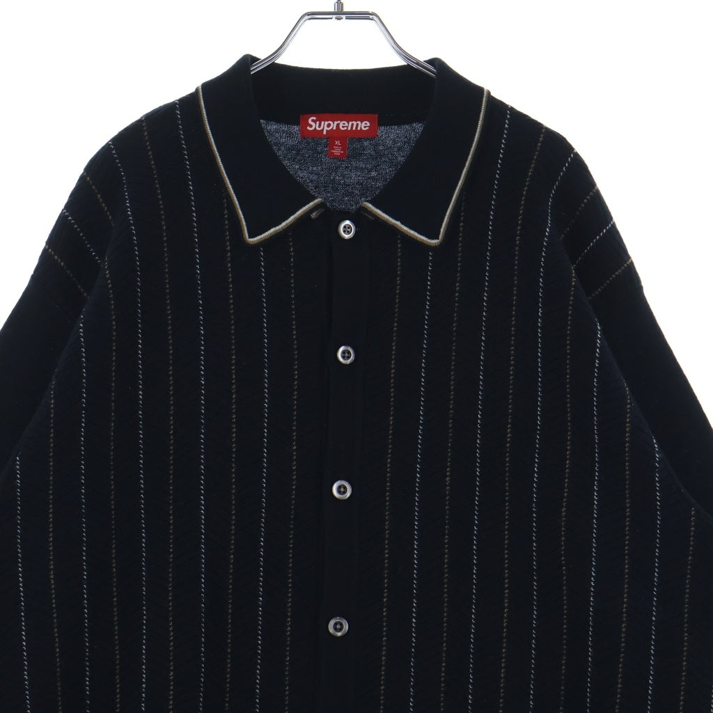 SUPREME(シュプリーム) 25SS Herringbone Cardigan ヘリンボーン ストライプ ウール ニットカーディガン ブラック