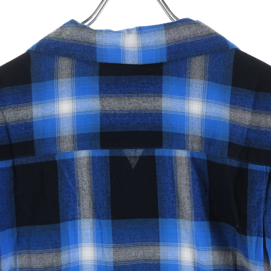 WACKO MARIA(ワコマリア) 24AW OMBRE CHECK OPEN COLLAR SHIRT L/S オンブレ チェック レーヨン 長袖 オープンカラーシャツ ブルー