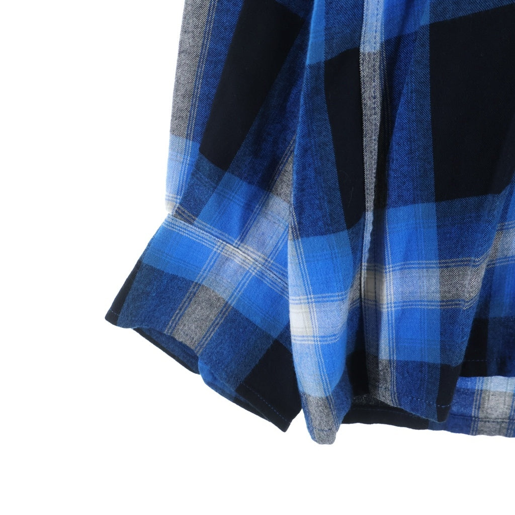 WACKO MARIA(ワコマリア) 24AW OMBRE CHECK OPEN COLLAR SHIRT L/S オンブレ チェック レーヨン 長袖 オープンカラーシャツ ブルー