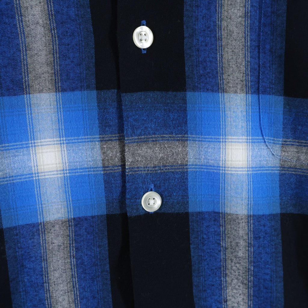 WACKO MARIA(ワコマリア) 24AW OMBRE CHECK OPEN COLLAR SHIRT L/S オンブレ チェック レーヨン 長袖 オープンカラーシャツ ブルー
