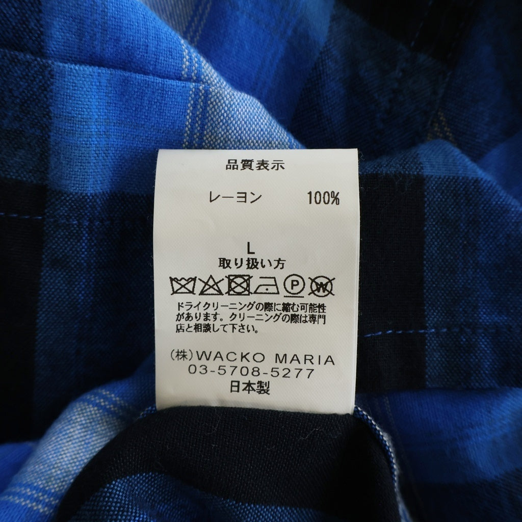 WACKO MARIA(ワコマリア) 24AW OMBRE CHECK OPEN COLLAR SHIRT L/S オンブレ チェック レーヨン 長袖 オープンカラーシャツ ブルー