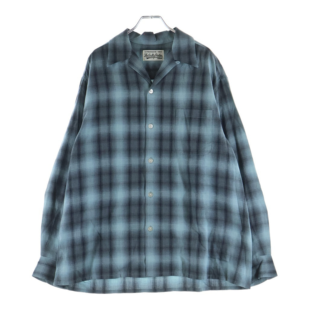 WACKO MARIA(ワコマリア) 24AW OMBRE CHECK OPEN COLLAR SHIRT L/S オンブレ チェック レーヨン 長袖 オープンカラーシャツ ブルー