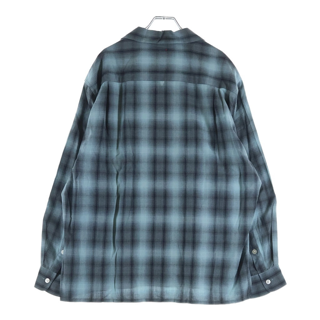 WACKO MARIA(ワコマリア) 24AW OMBRE CHECK OPEN COLLAR SHIRT L/S オンブレ チェック レーヨン 長袖 オープンカラーシャツ ブルー