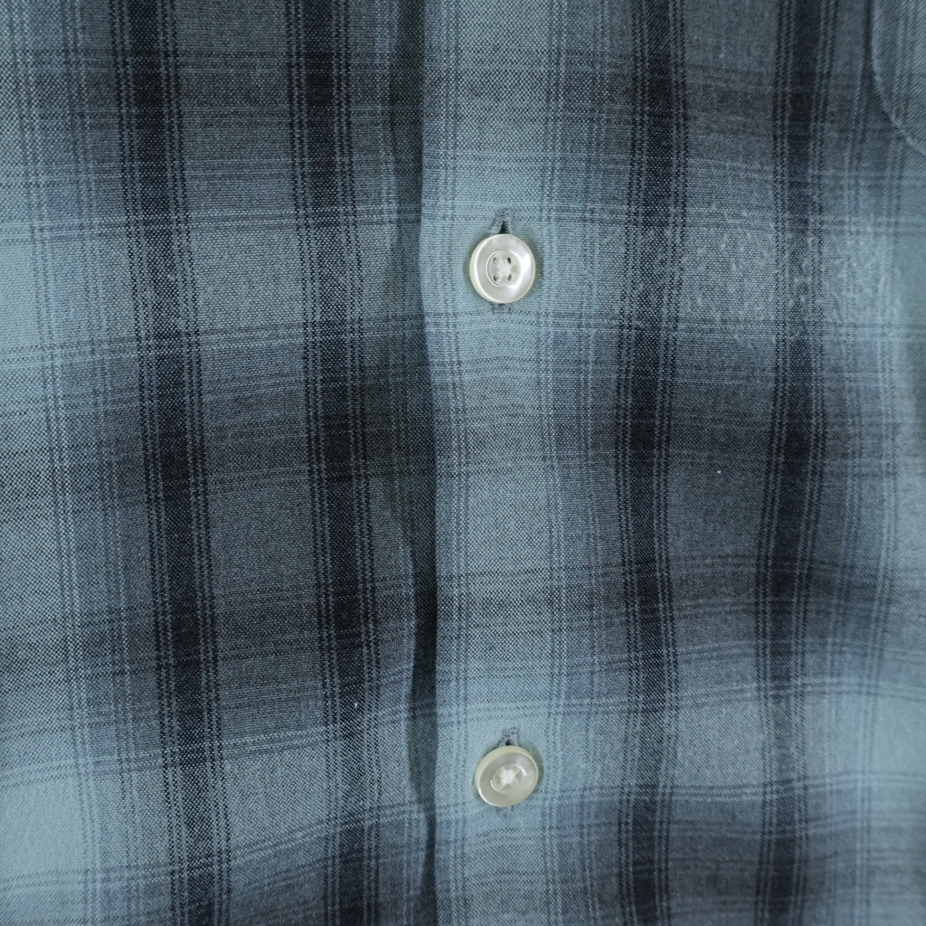 WACKO MARIA(ワコマリア) 24AW OMBRE CHECK OPEN COLLAR SHIRT L/S オンブレ チェック レーヨン 長袖 オープンカラーシャツ ブルー
