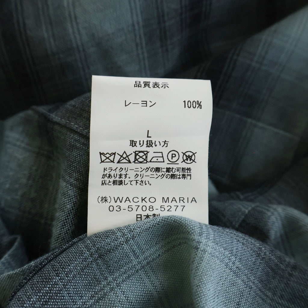 WACKO MARIA(ワコマリア) 24AW OMBRE CHECK OPEN COLLAR SHIRT L/S オンブレ チェック レーヨン 長袖 オープンカラーシャツ ブルー