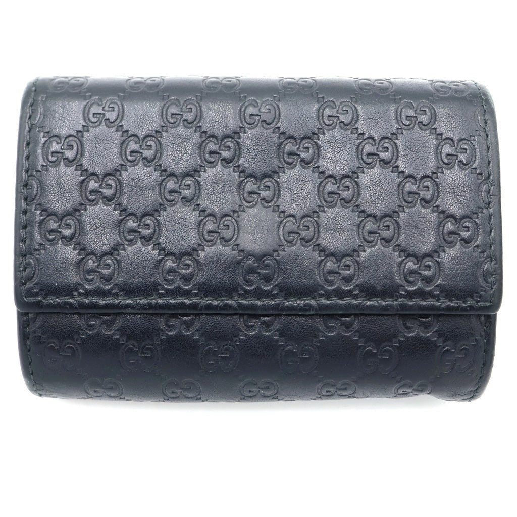 GUCCI(グッチ) マイクログッチ シマ レザー 二つ折りコインケース ブラック 295845