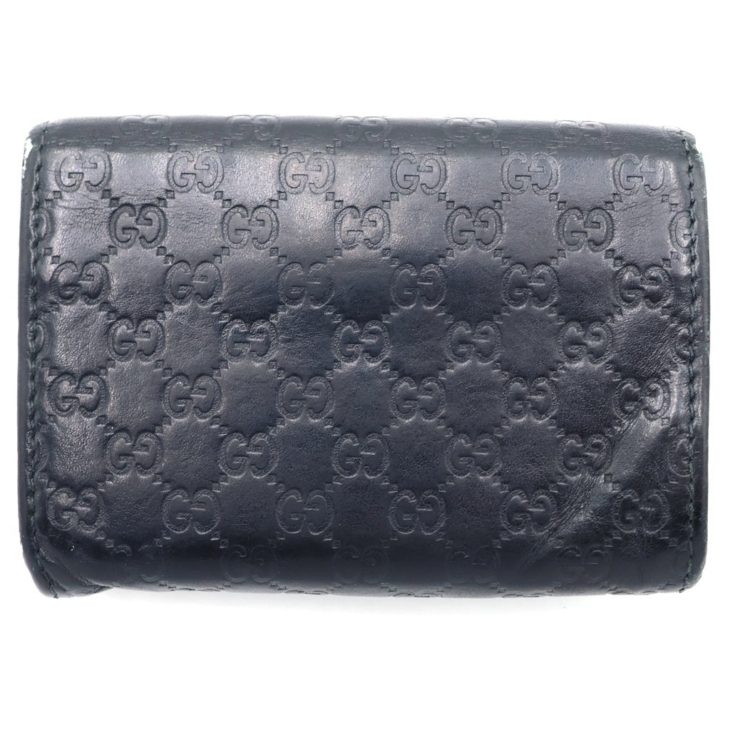 GUCCI(グッチ) マイクログッチ シマ レザー 二つ折りコインケース ブラック 295845