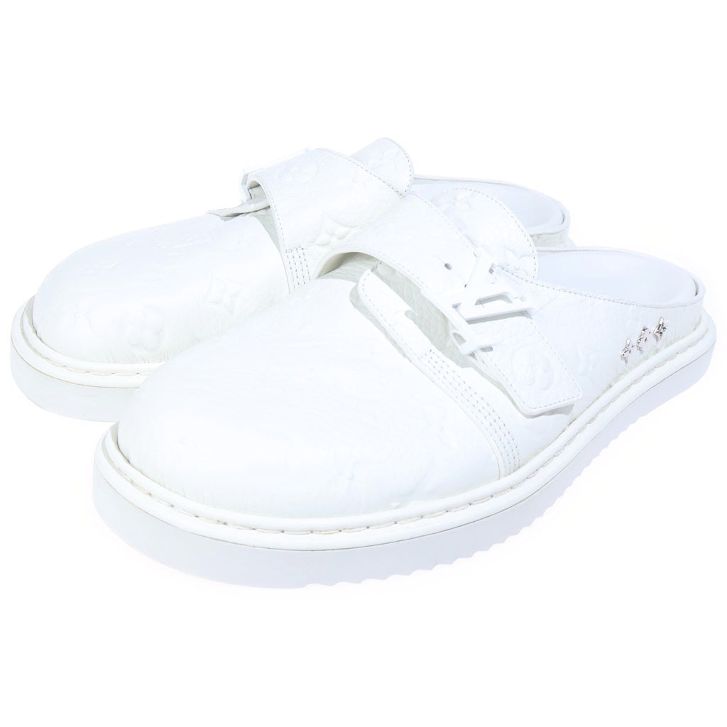 LOUIS VUITTON(ルイヴィトン) EASY MULE イージーミュール エンボス加工 モノグラム カーフレザー サンダル ホワイト