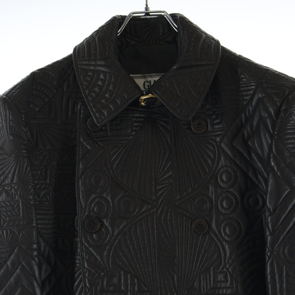 GIANNI VERSACE(ジャンニ ヴェルサーチ) 90S イタリア製 アーカイブ ダブル キルティング レザーコート ブラウン