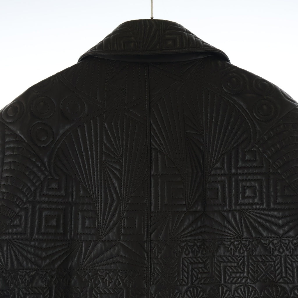 GIANNI VERSACE(ジャンニ ヴェルサーチ) 90S イタリア製 アーカイブ ダブル キルティング レザーコート ブラウン