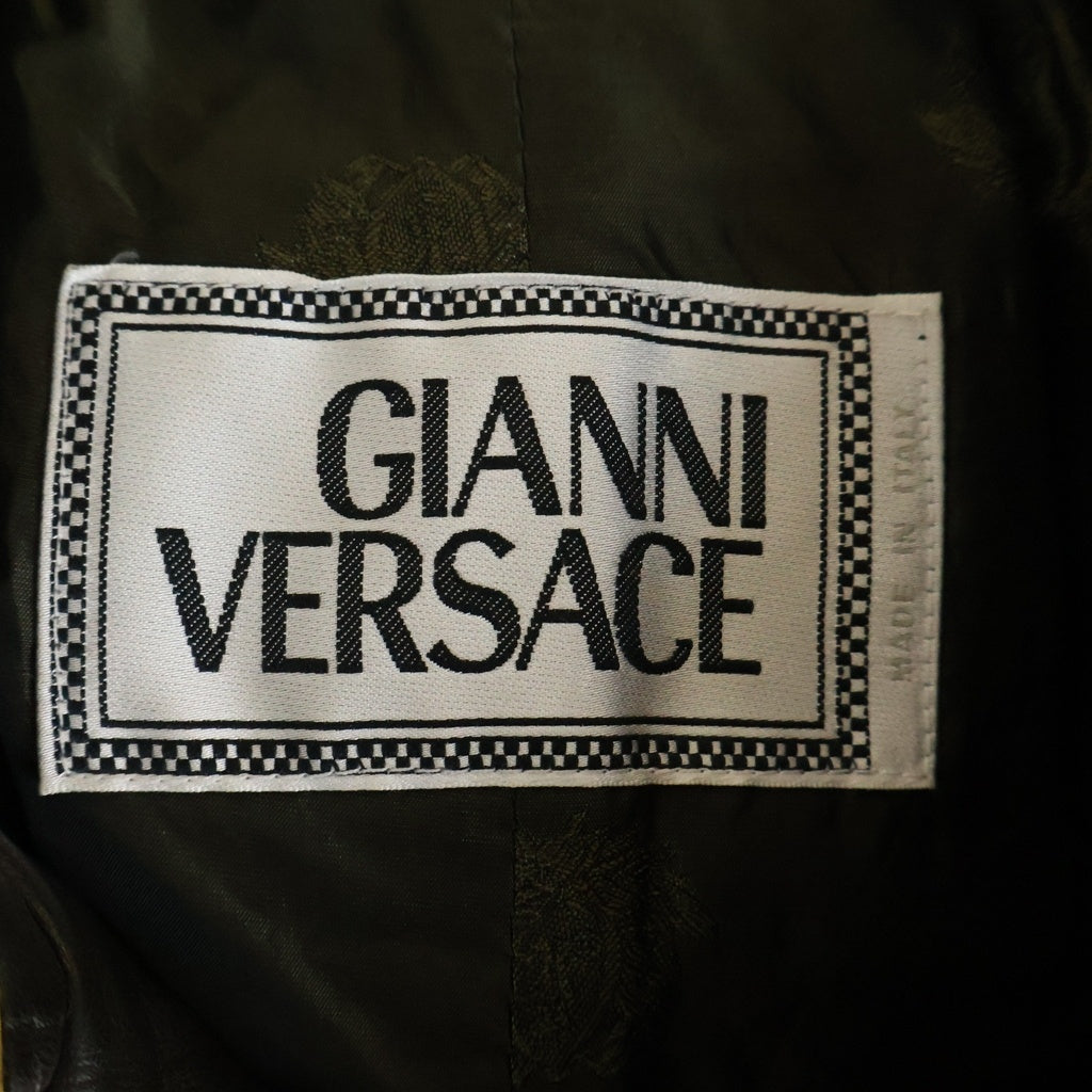 GIANNI VERSACE(ジャンニ ヴェルサーチ) 90S イタリア製 アーカイブ ダブル キルティング レザーコート ブラウン