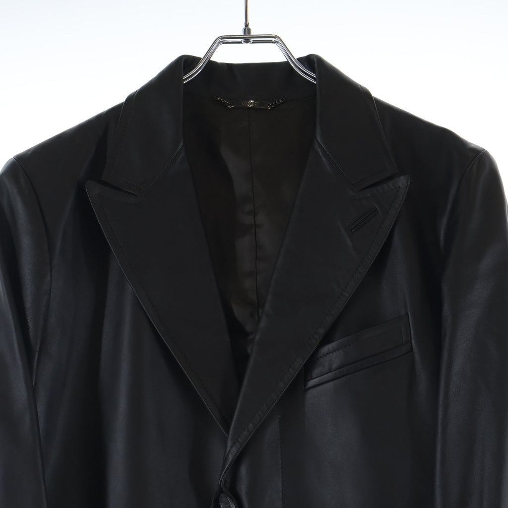 VERSACE COLLECTION(ヴェルサーチコレクション) ラムレザー ロング チェスターコート ブラック