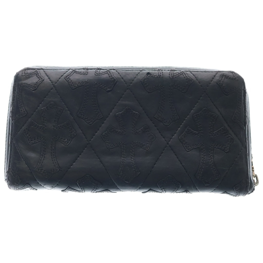 CHROME HEARTS(クロムハーツ) REC F ZIP QUILTED セメタリークロスキルティング レザー財布 ブラック
