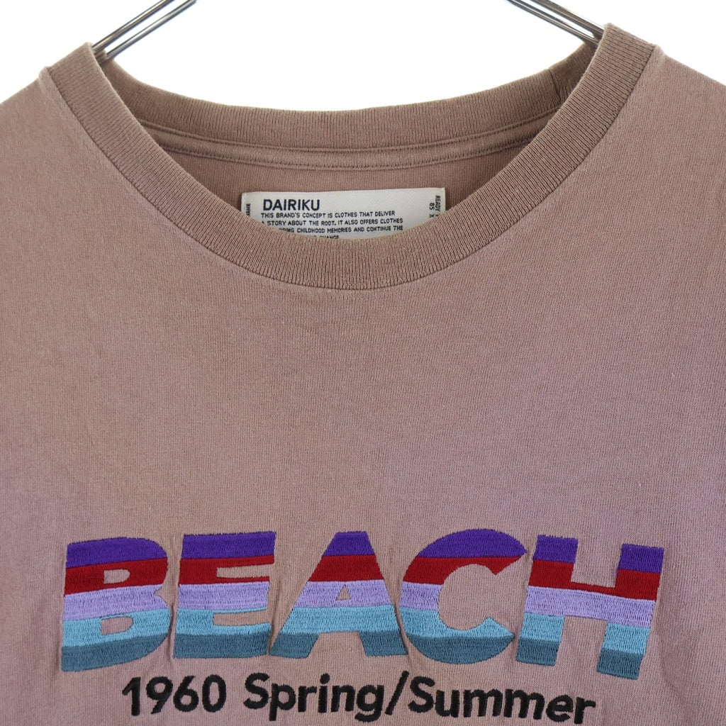 DAIRIKU(ダイリク) 20SS BEACH Half-Sleeve Tee ビーチエンブロイダリー クルーネック半袖Tシャツ カットソー ピンク 20SS C-2