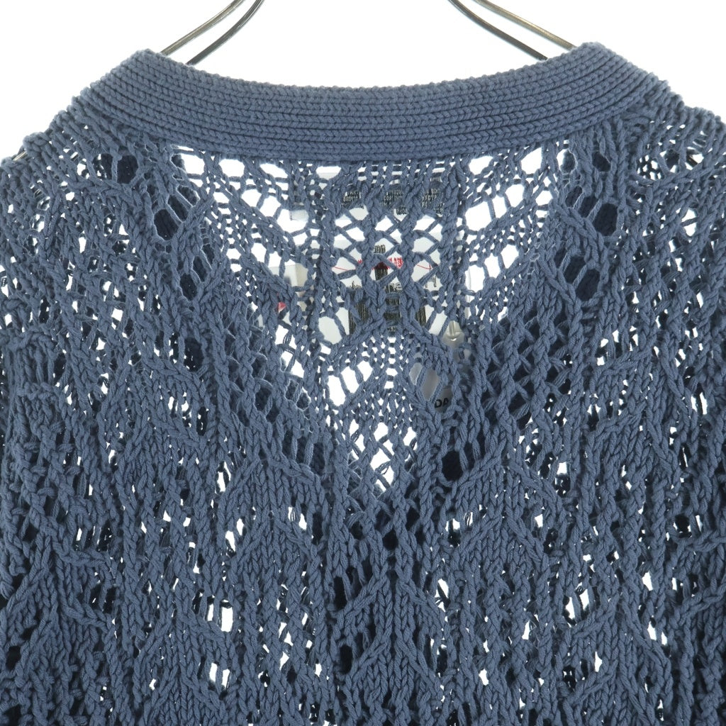 DAIRIKU(ダイリク) 21SS Flower Pattern Hand Knitting Cardigan フラワーパターン ハンドニッティング カーディガン ブルー 21SS K-4