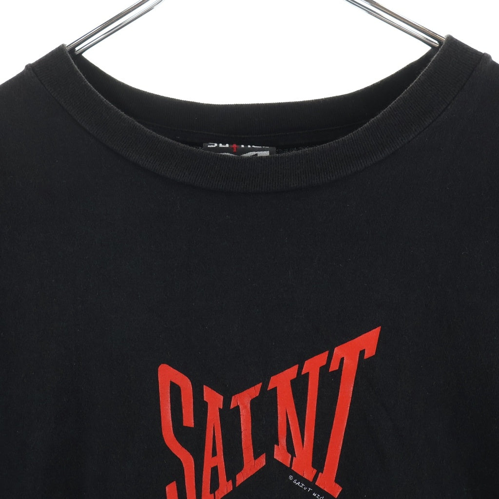 SAINT MICHAEL(セントマイケル) 21SS LOGO SS TEE コットン ロゴ プリント クルーネック 半袖Tシャツ カットソー ブラック SM-S21-0001-008