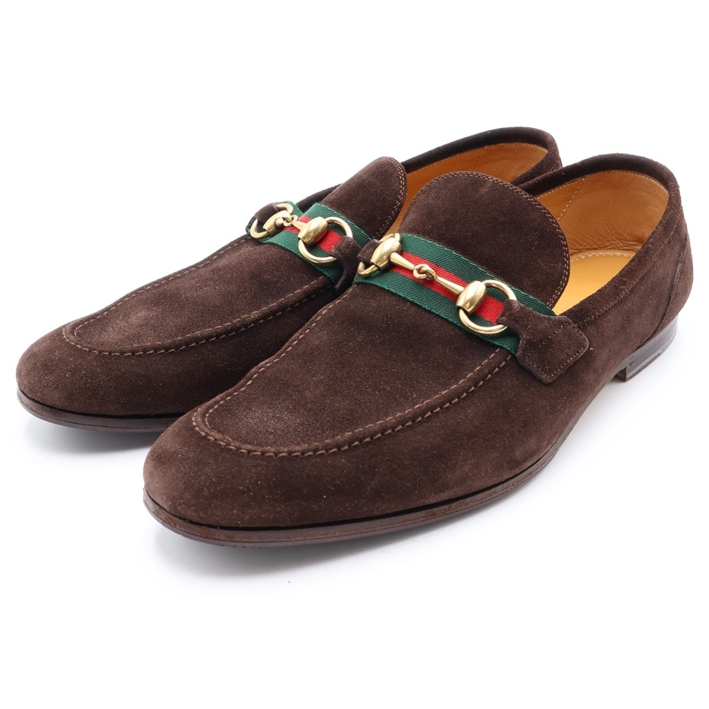 GUCCI(グッチ) シェリーライン ホースビット スウェード レザー ローファー シューズ ブラウン 322500