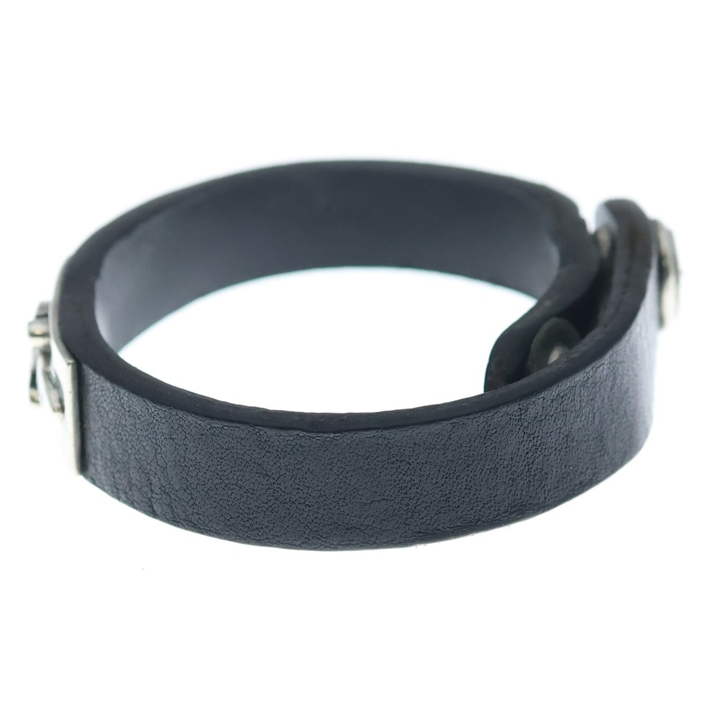 CHROME HEARTS(クロムハーツ) BRCLT CUFF PLATE ダガープレート レザーカフ ブレスレット シルバー/ブラック