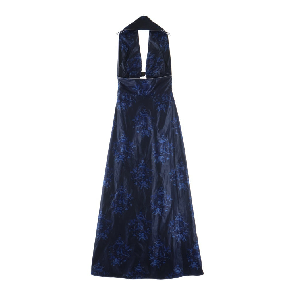 Maison Margiela(メゾンマルジェラ) 19SS ポリエステル シノワズリ柄 3連バックルドレス ワンピース ネイビー レディース S51CU0012