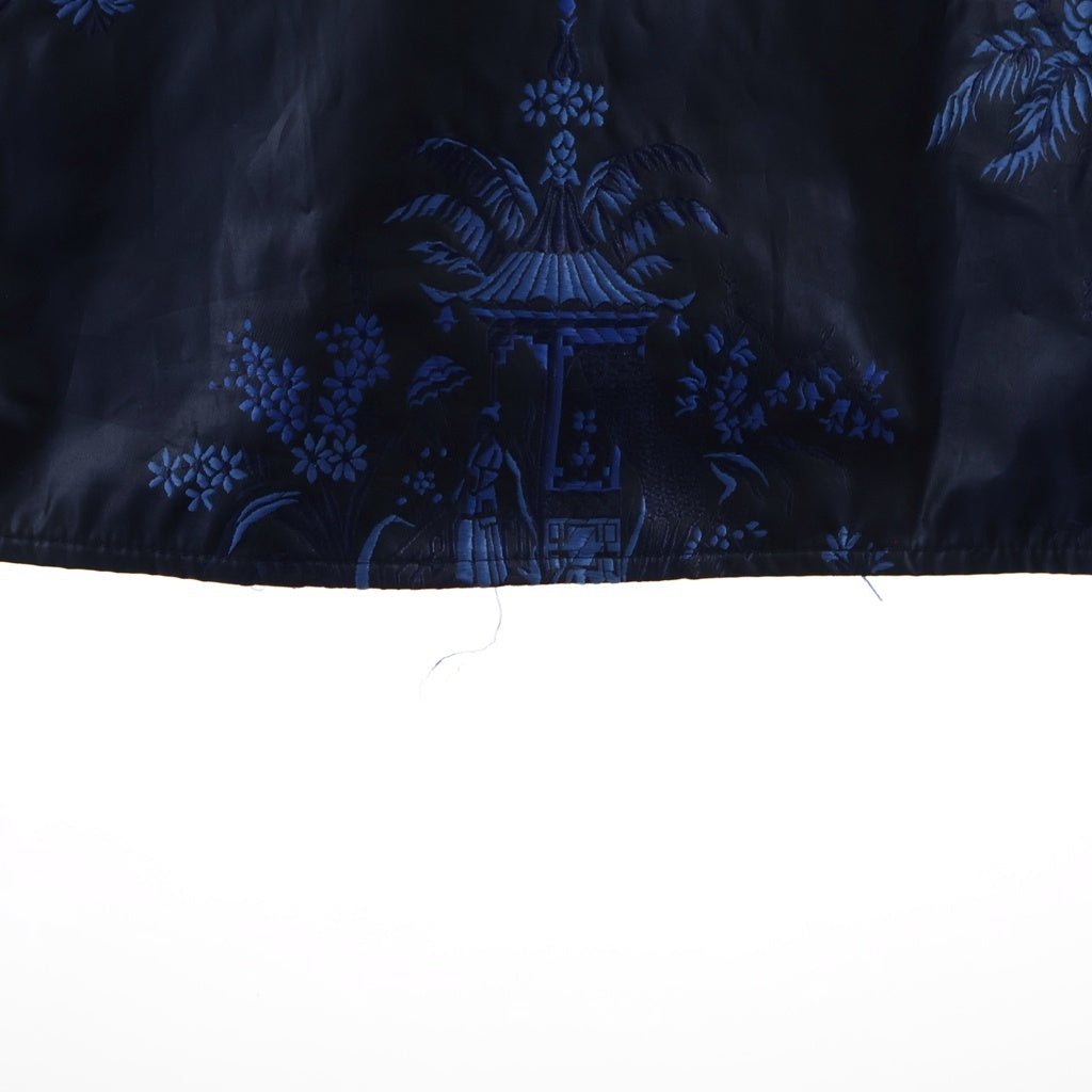 Maison Margiela(メゾンマルジェラ) 19SS ポリエステル シノワズリ柄 3連バックルドレス ワンピース ネイビー レディース S51CU0012