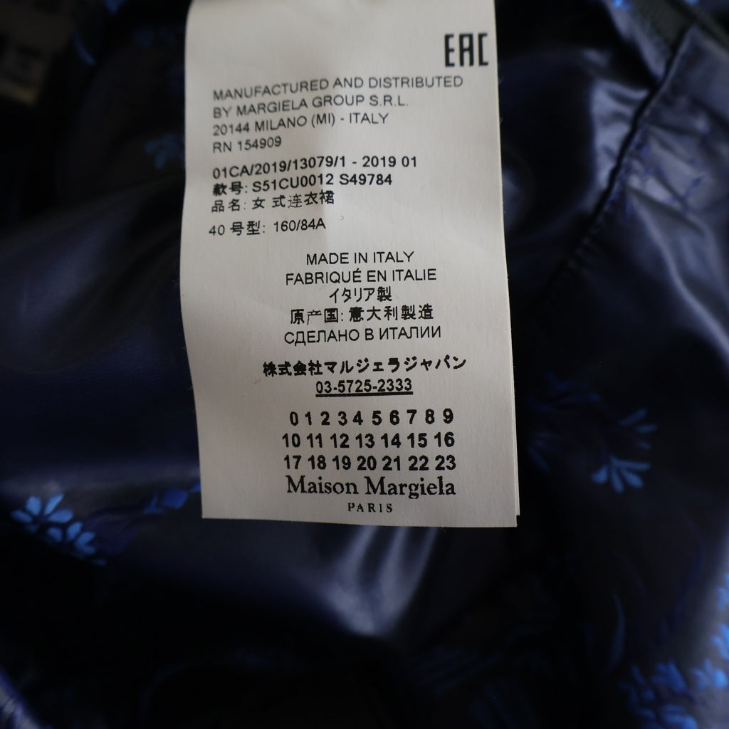 Maison Margiela(メゾンマルジェラ) 19SS ポリエステル シノワズリ柄 3連バックルドレス ワンピース ネイビー レディース S51CU0012