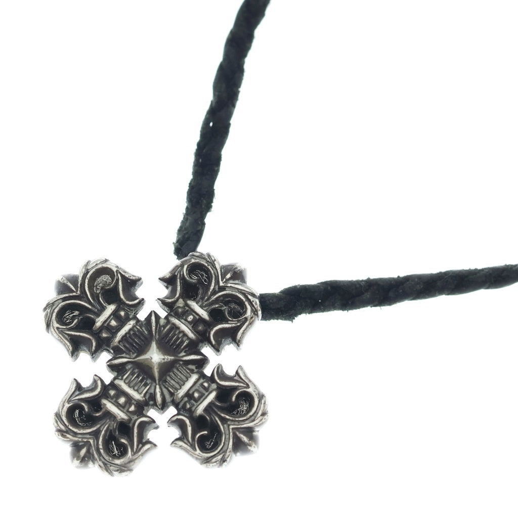 CHROME HEARTS(クロムハーツ) FILIGREE PLUS フィリグリープラス ペンダントトップ Wボロチップ レザーブレイドネックレス シルバー