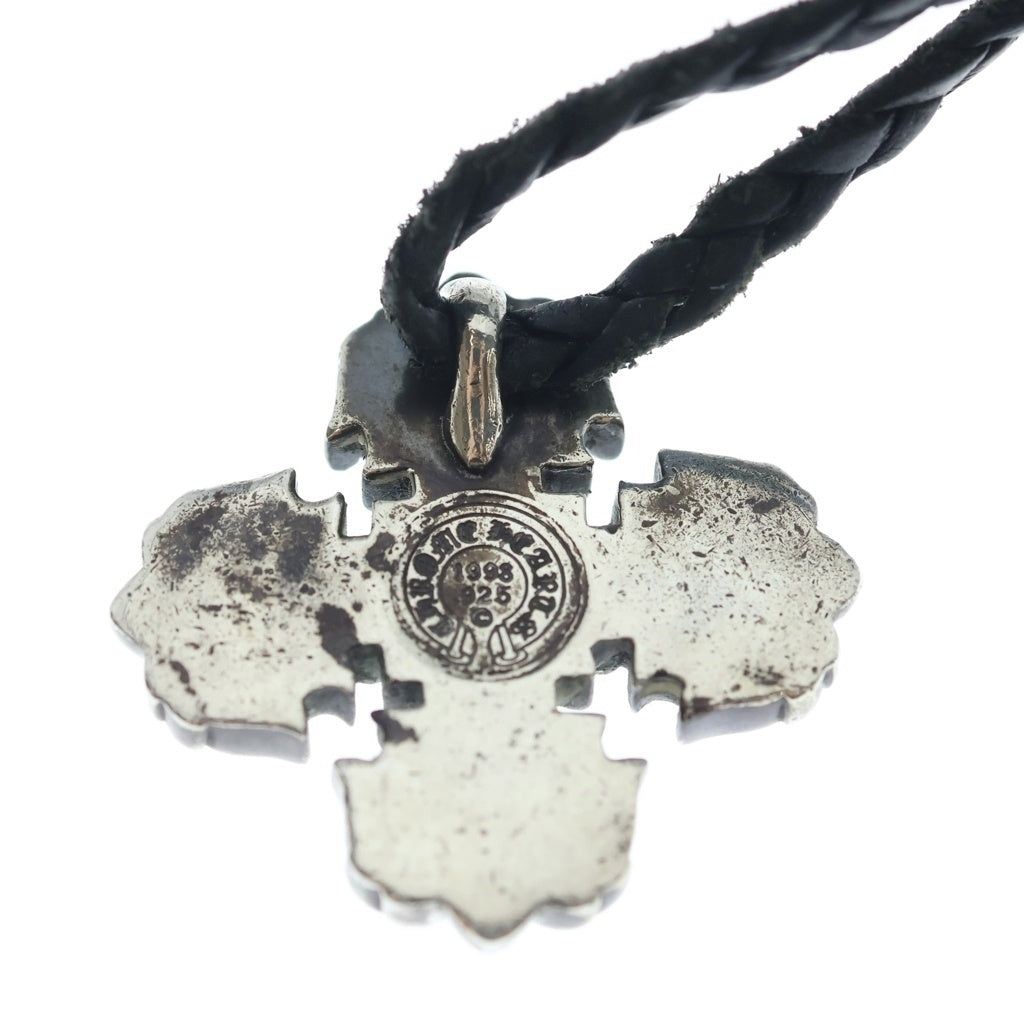 CHROME HEARTS(クロムハーツ) FILIGREE PLUS フィリグリープラス ペンダントトップ Wボロチップ レザーブレイドネックレス シルバー