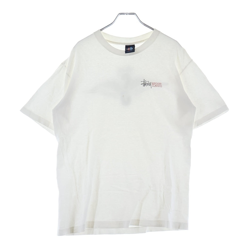 STUSSY(ステューシー) 90S VINTAGE REMIXED CLASSICS SKULL WING TEE ヴィンテージ 紺タグ USA製 バックスカルウィングプリントTシャツ 半袖クルーネックカットソー ホワイト