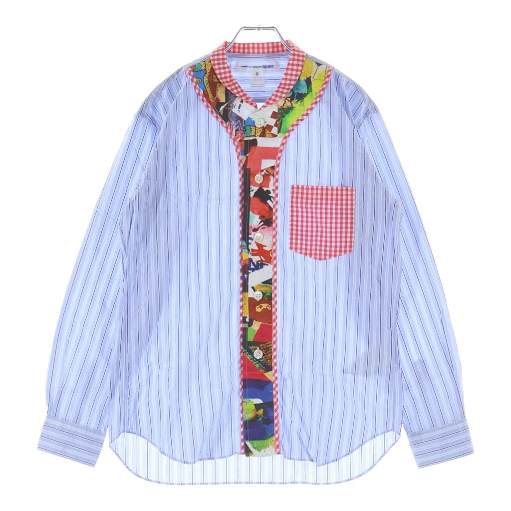 COMME des GARCONS SHIRT(コムデギャルソンシャツ) 13SS ギンガムチェックカラー パッチワークストライプ長袖シャツ マルチカラー S21028