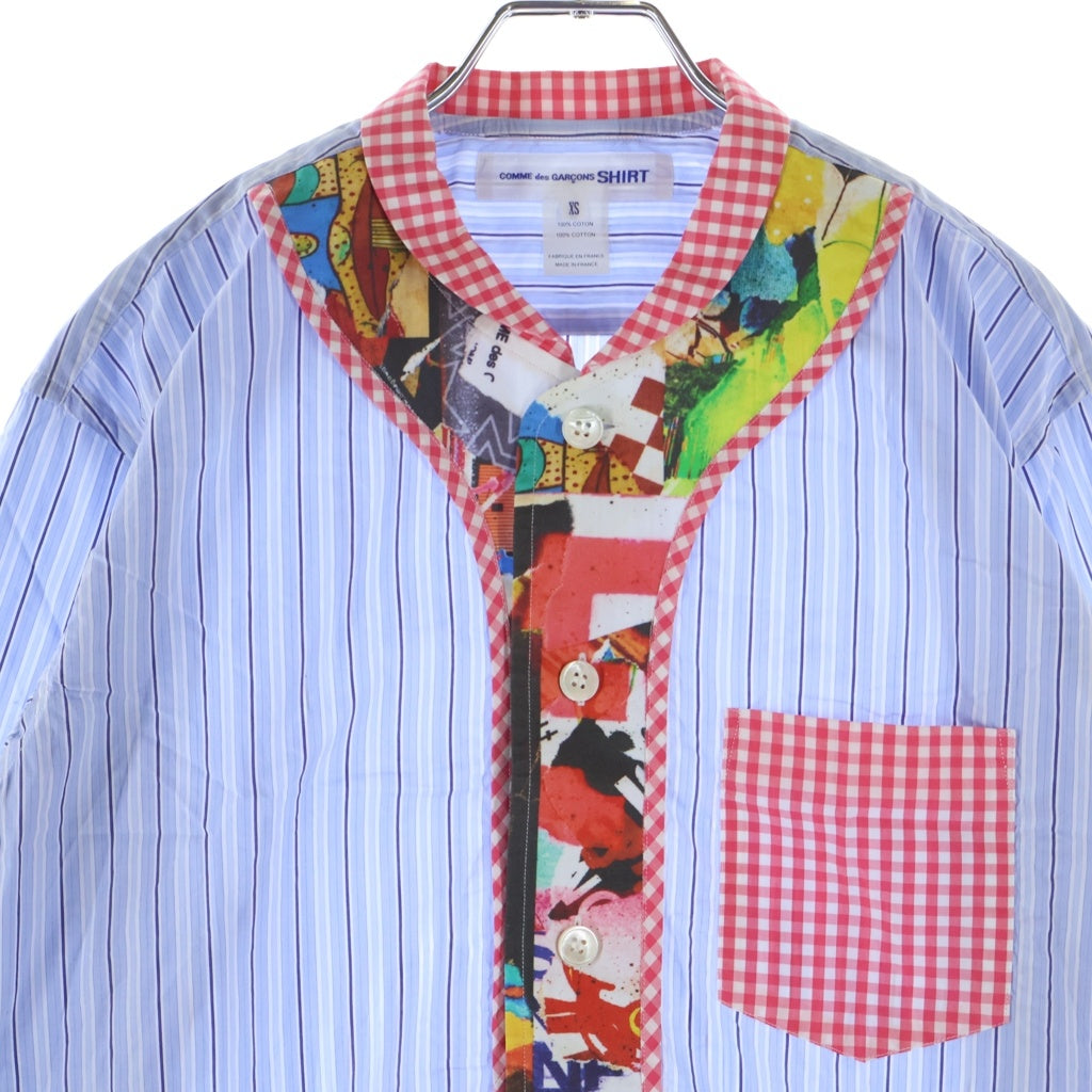 COMME des GARCONS SHIRT(コムデギャルソンシャツ) 13SS ギンガムチェックカラー パッチワークストライプ長袖シャツ マルチカラー S21028