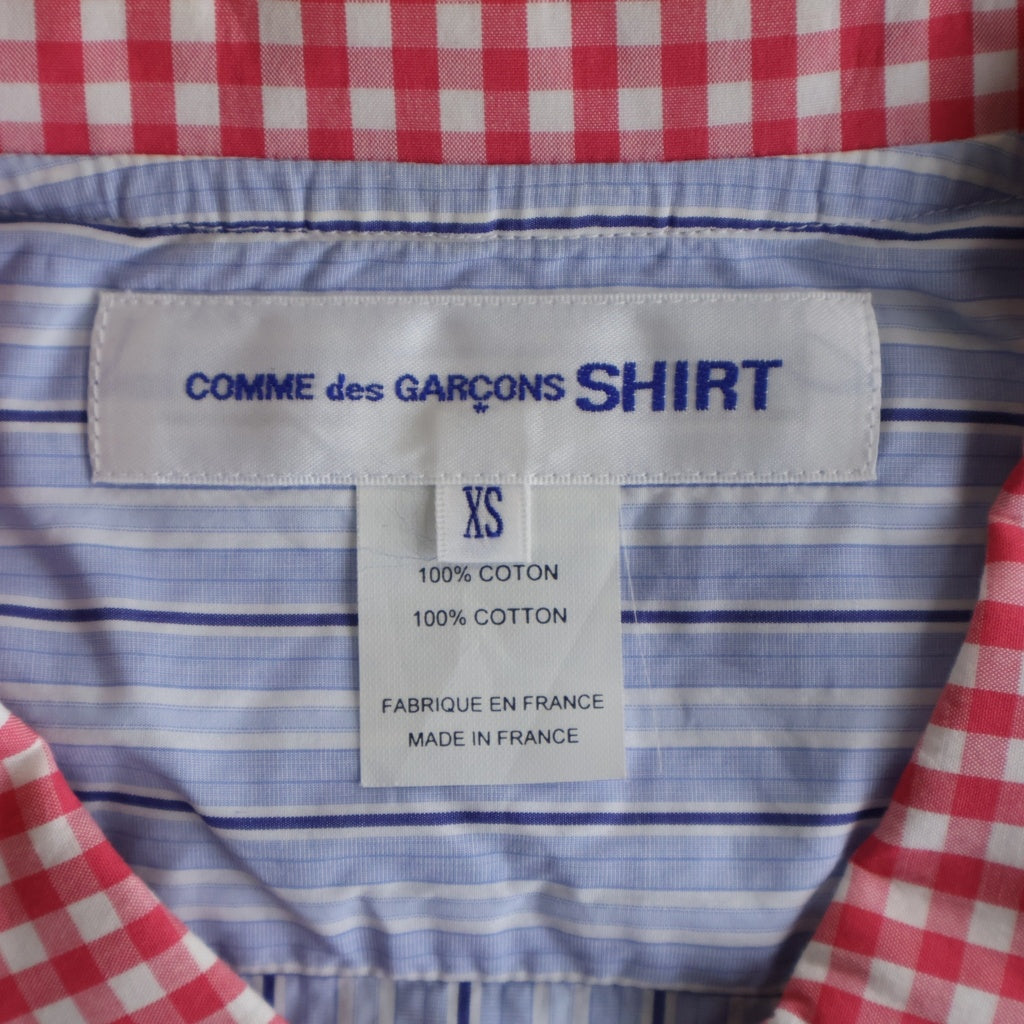 COMME des GARCONS SHIRT(コムデギャルソンシャツ) 13SS ギンガムチェックカラー パッチワークストライプ長袖シャツ マルチカラー S21028