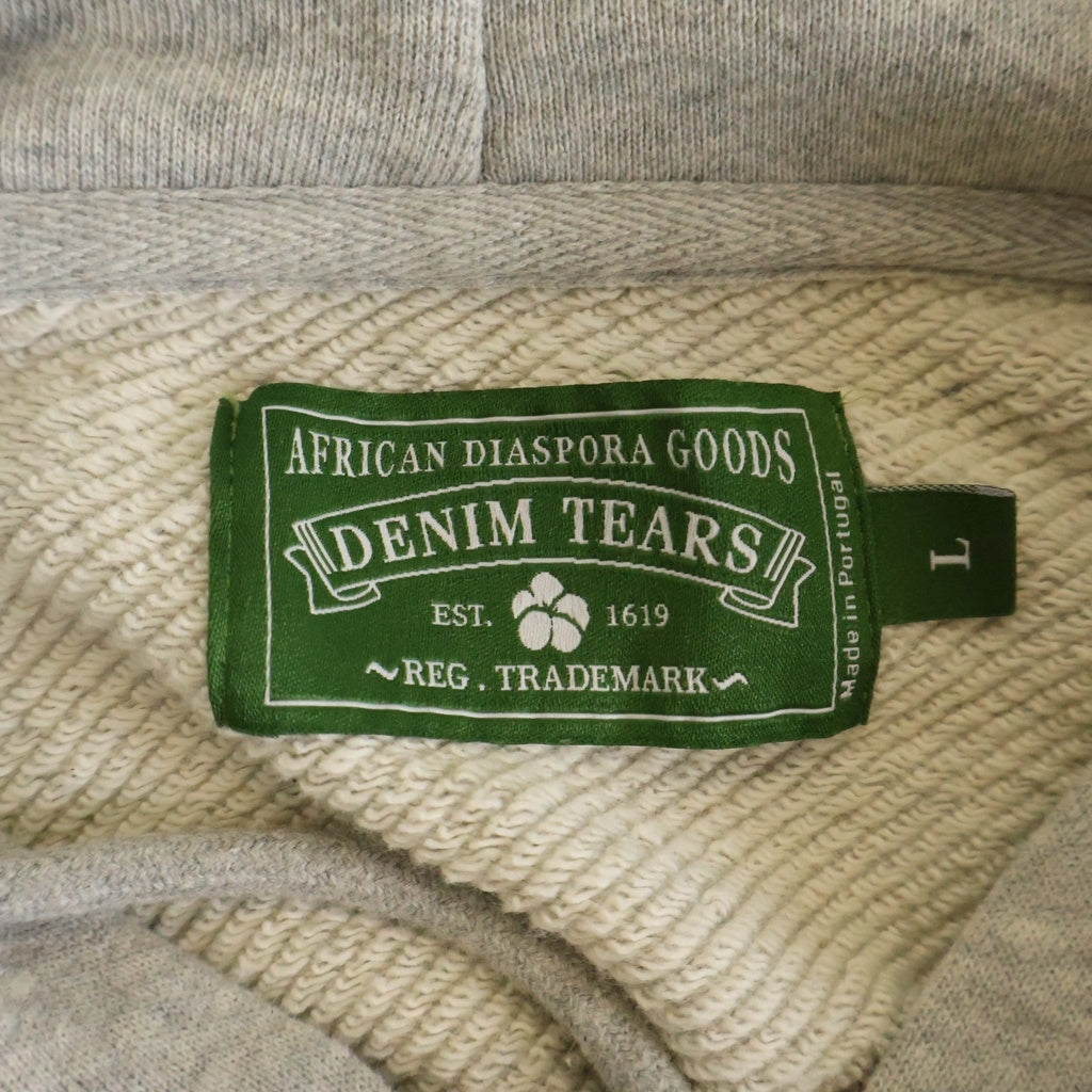 DENIM TEARS(デニムティアーズ) COTTON WREATH ZIP HOODIE コットン リース フラワー ジップアップ フーディー パーカー グレー