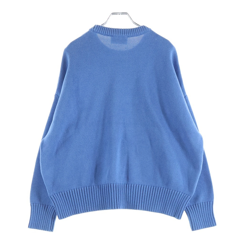 AMI Alexandre Mattiussi(アミアレクサンドルマテュッシ) KNIT SWEATER ビッグハートロゴ クルーネック コットンニット セーター ブルー A20HK009