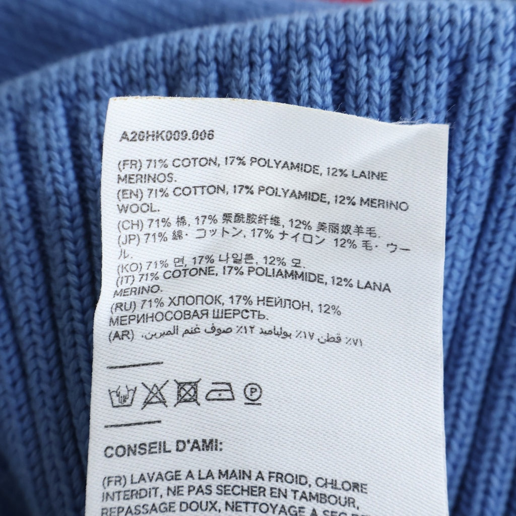 AMI Alexandre Mattiussi(アミアレクサンドルマテュッシ) KNIT SWEATER ビッグハートロゴ クルーネック コットンニット セーター ブルー A20HK009
