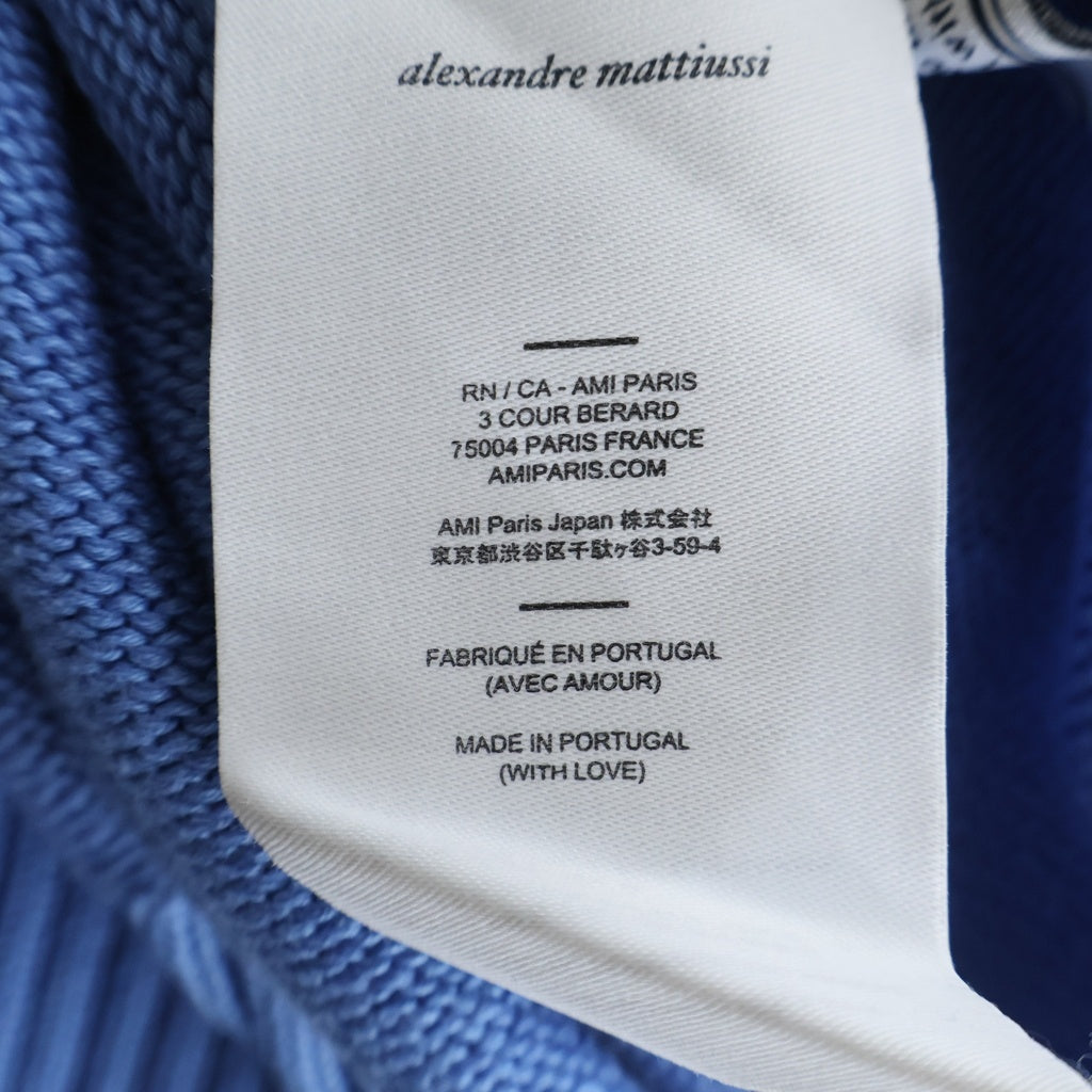 AMI Alexandre Mattiussi(アミアレクサンドルマテュッシ) KNIT SWEATER ビッグハートロゴ クルーネック コットンニット セーター ブルー A20HK009