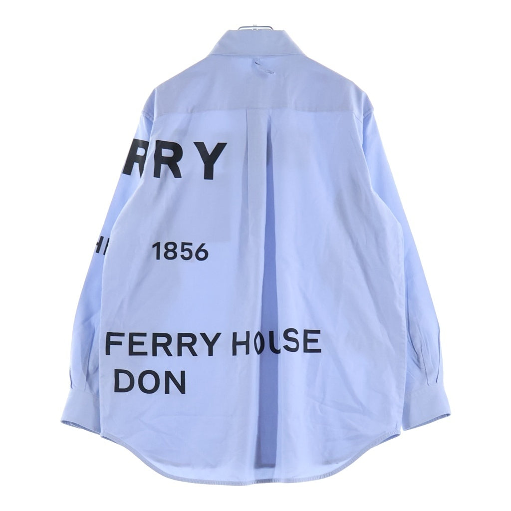 BURBERRY(バーバリー) HORSEFERRY ホースフェリープリント オックスフォード オーバーサイズ 長袖シャツ ブルー レディース 8040827