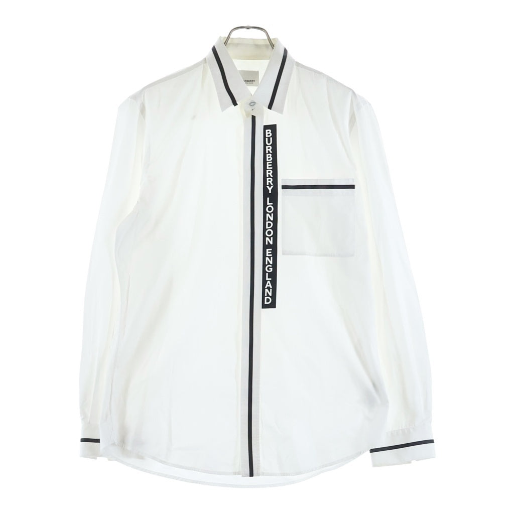 BURBERRY(バーバリー) RUBBER LOGO SHIRT ラバーロゴ ラインデザイン コットン 長袖シャツ ホワイト 8029258
