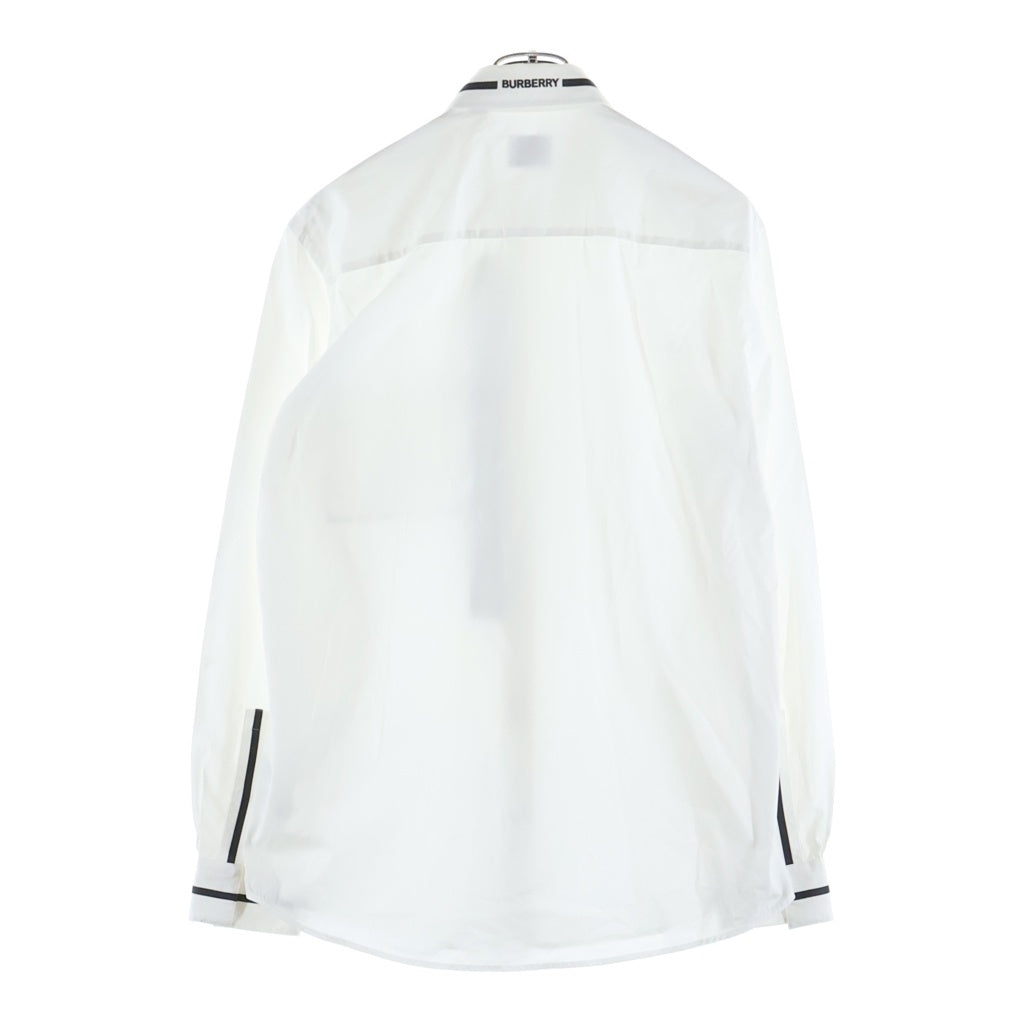 BURBERRY(バーバリー) RUBBER LOGO SHIRT ラバーロゴ ラインデザイン コットン 長袖シャツ ホワイト 8029258