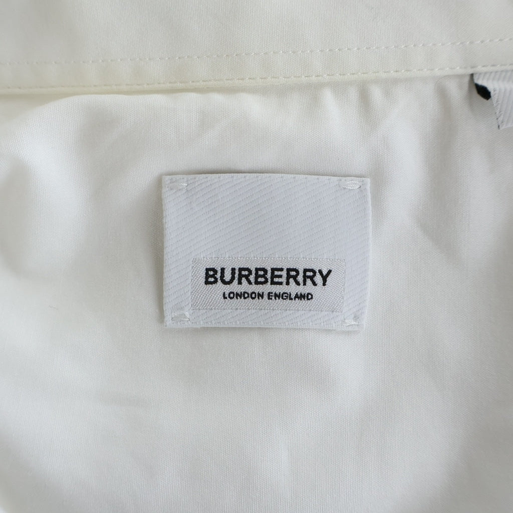 BURBERRY(バーバリー) RUBBER LOGO SHIRT ラバーロゴ ラインデザイン コットン 長袖シャツ ホワイト 8029258