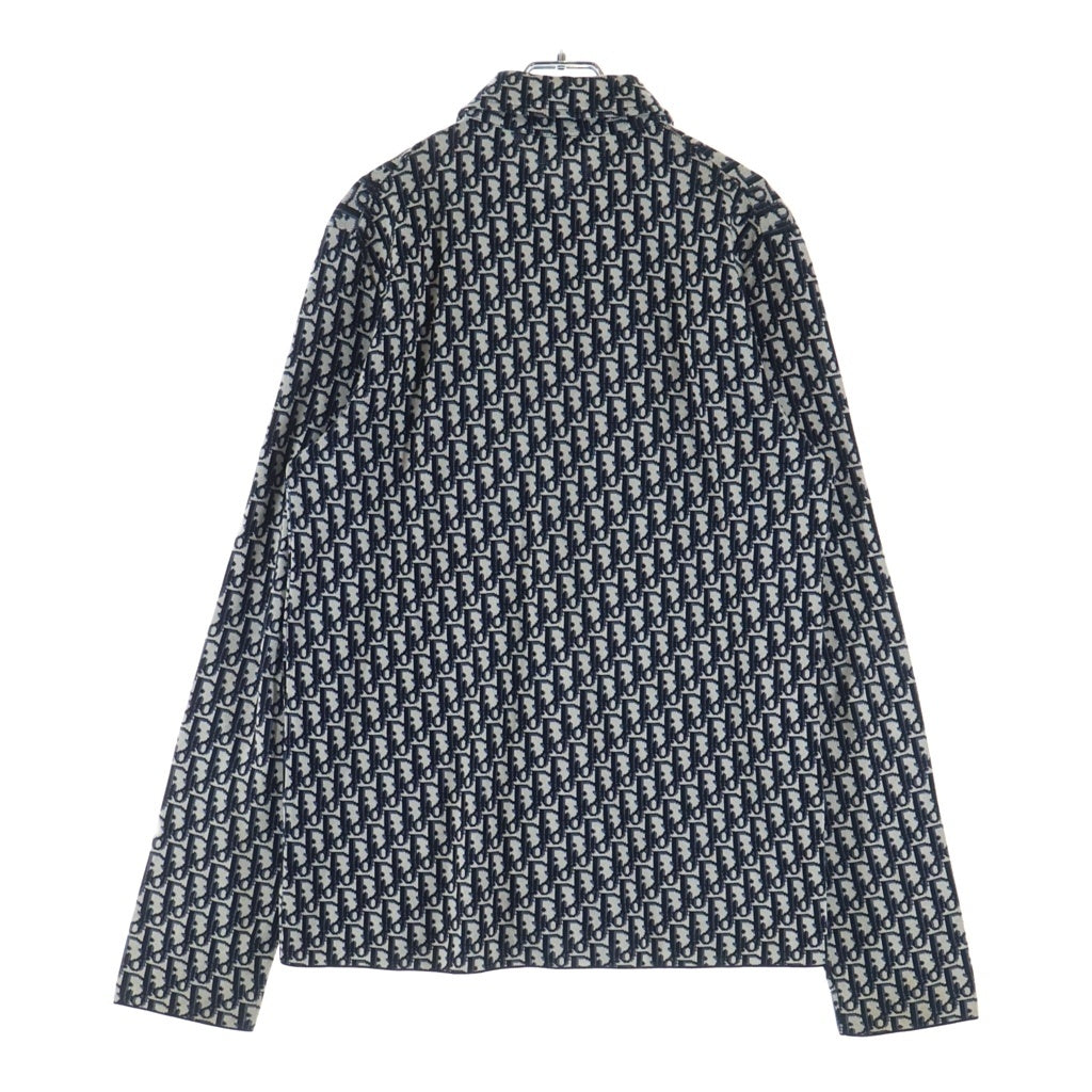 DIOR(ディオール) 20SS OBLIQUE OVERSHIRT オブリーク総柄 コットンニット 長袖シャツ ネイビー 023M550AT099