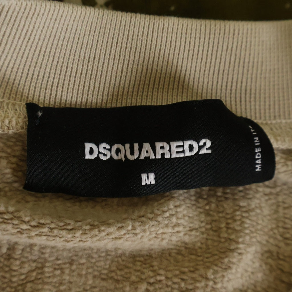 DSQUARED2(ディースクエアード) 21AW SPRAY&PAINT D2 SWEATER スプレー ペイント クルーネック プルオーバー スウェット トレーナー ベージュ S71GU0471 S25030