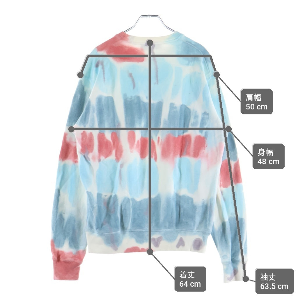 DSQUARED2(ディースクエアード) 23SS タイダイ染 クルーネック コットン スウェット トレーナー ホワイト/ブルー/レッド S71GU0566 S25539