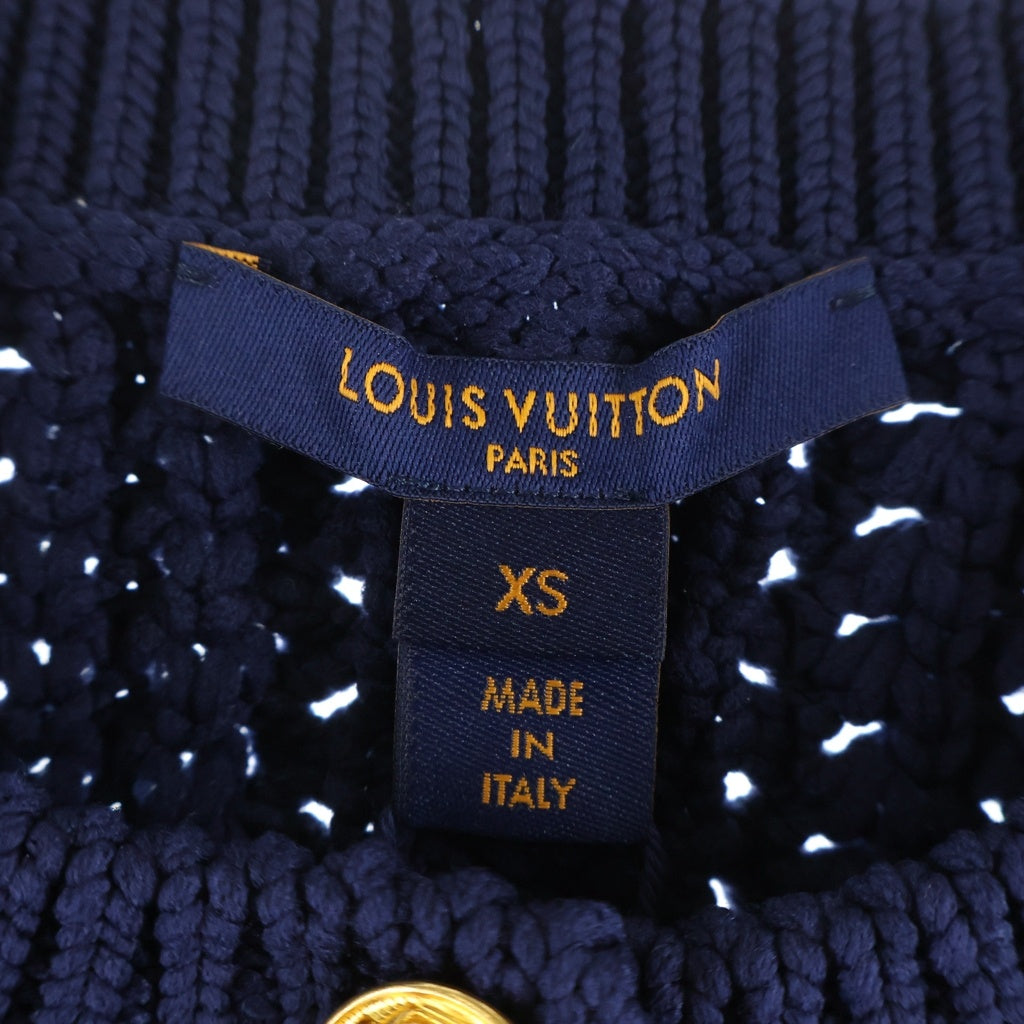 LOUIS VUITTON(ルイヴィトン) 22SS ロゴボタン ケーブルニットカーディガン ネイビー RW221A LJ6 FMKC88 レディース