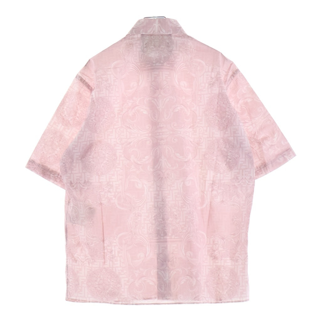 FENDI(フェンディ) ×VERSACE ヴェルサーチ フェンダーチェ 総柄 コットン半袖シャツ ピンク FS0795 AKDJ
