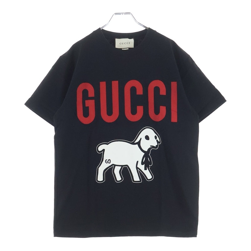 GUCCI(グッチ) 19AW グッチラム ロゴプリント クルーネック半袖Tシャツ カットソー ブラック 565806 XJBTV
