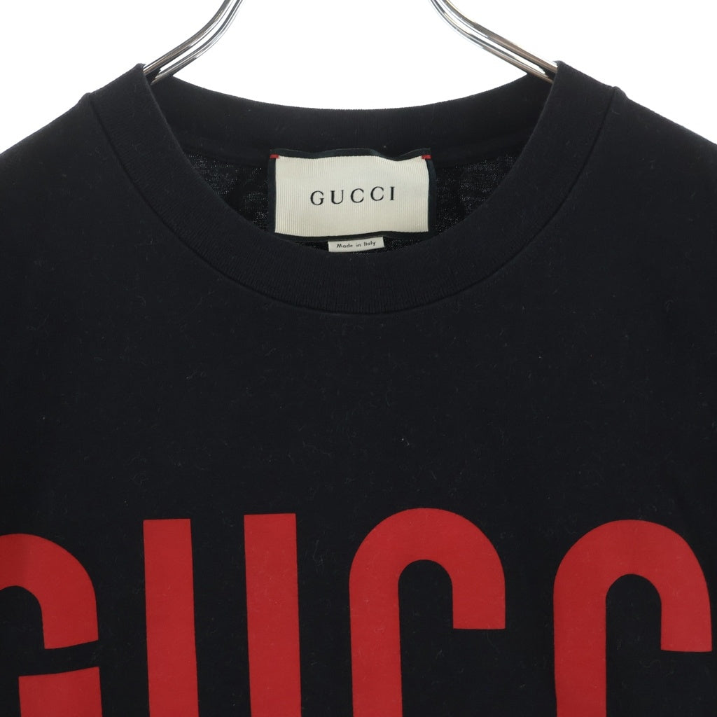 GUCCI(グッチ) 19AW グッチラム ロゴプリント クルーネック半袖Tシャツ カットソー ブラック 565806 XJBTV